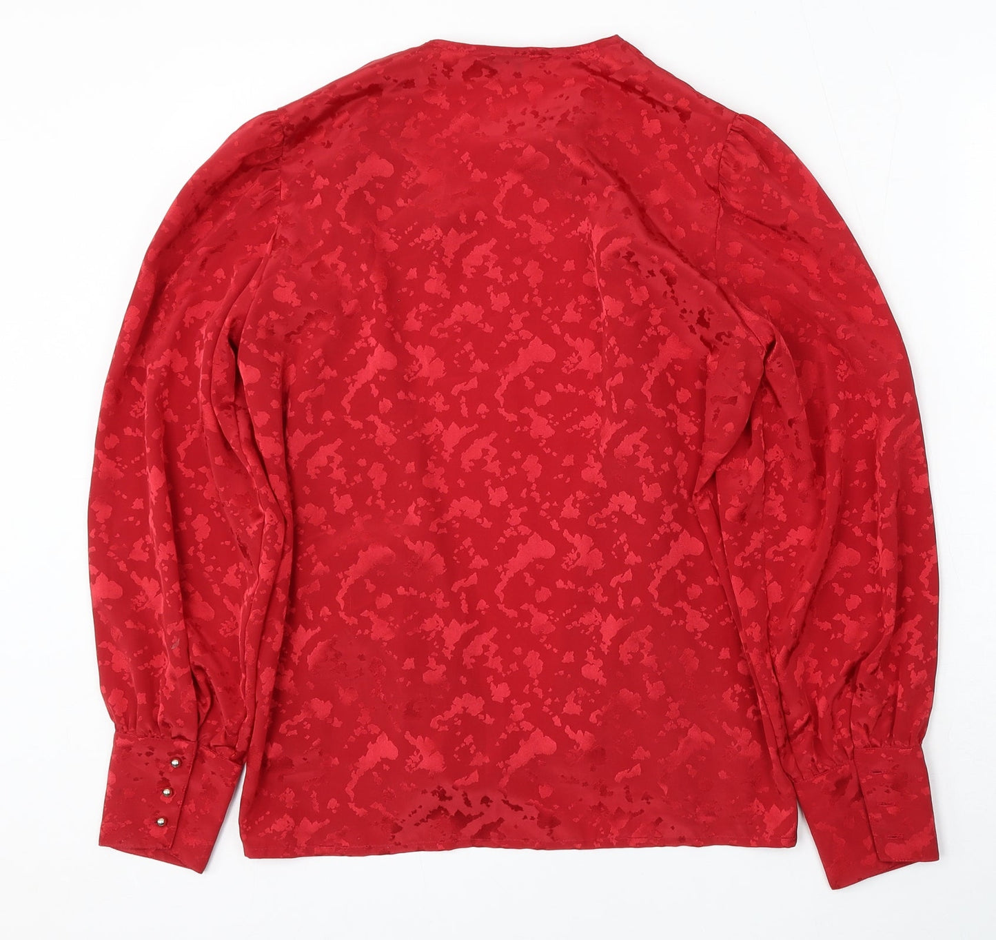 Planet Womens Red Round Neck Geometric Polyester Cardigan Jumper Size 8