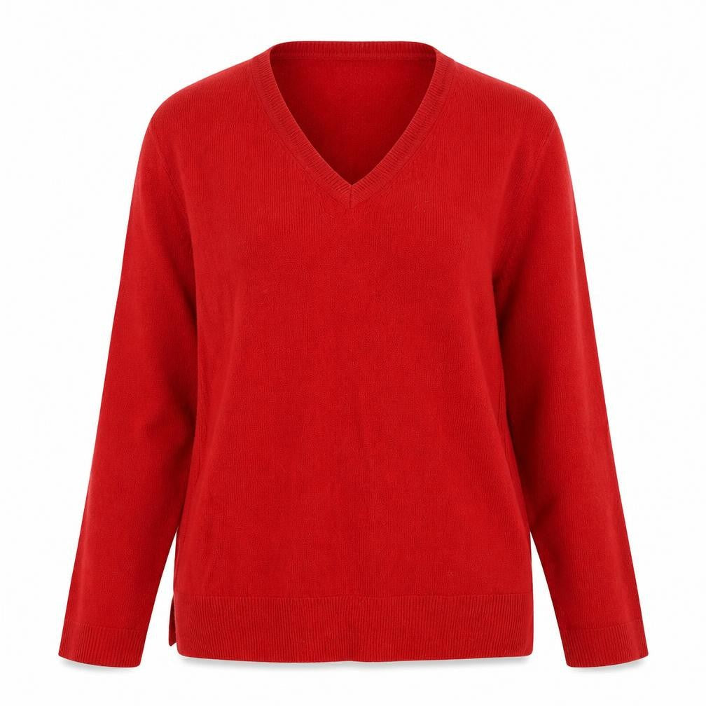 Marks & Spencer Womens Red V-Neck Acrylic Pullover Jumper Size 10