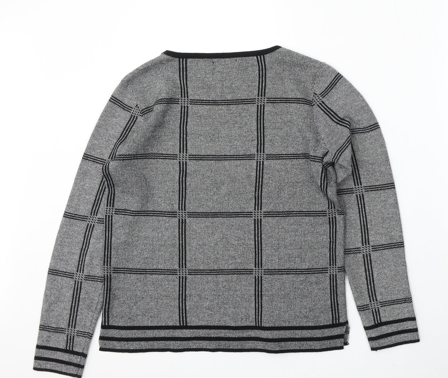 Papaya Womens Grey Round Neck Geometric Acrylic Pullover Jumper Size 12