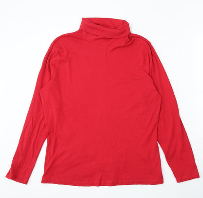 Preloved M&Co Womens Red Roll Neck Cotton Pullover Jumper Size 22 - Front