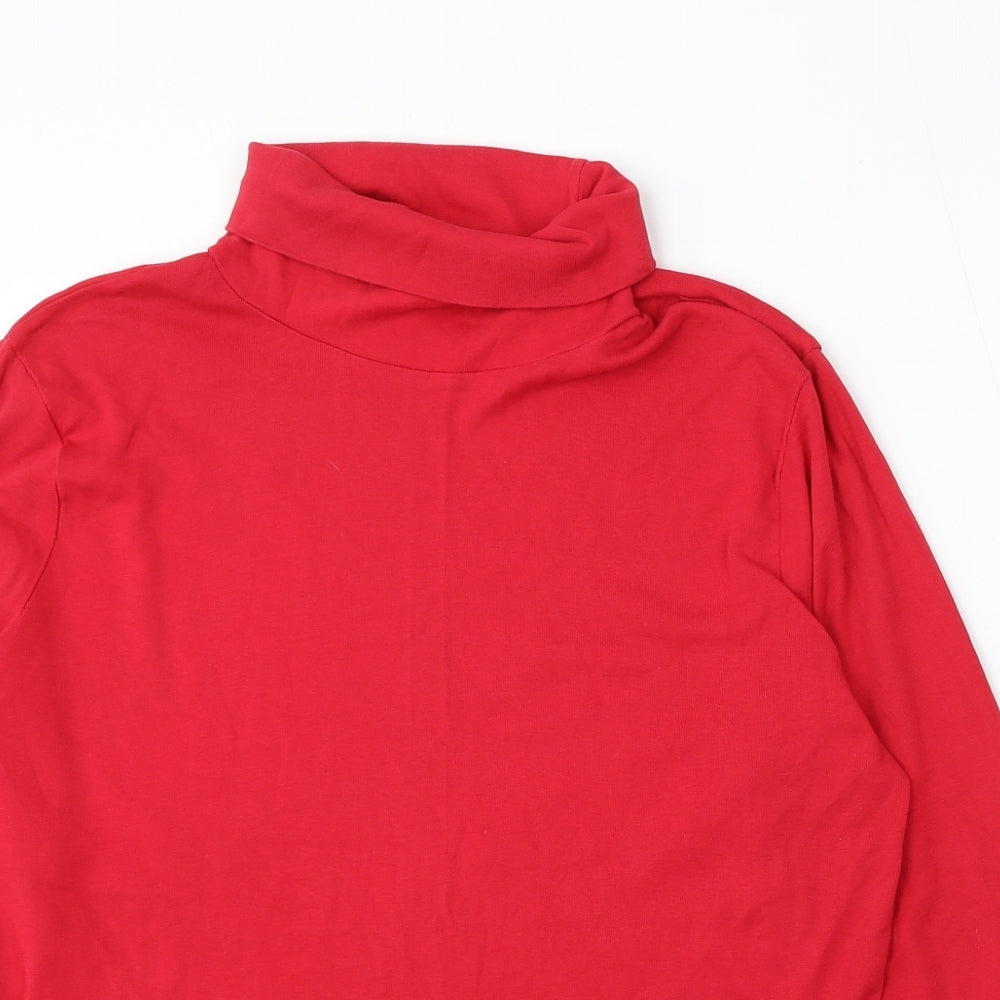 M&Co Womens Red Roll Neck Cotton Pullover Jumper Size 22