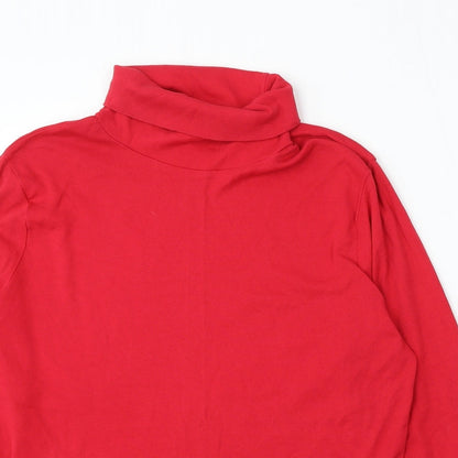 Preloved M&Co Womens Red Roll Neck Cotton Pullover Jumper Size 22 - Detail
