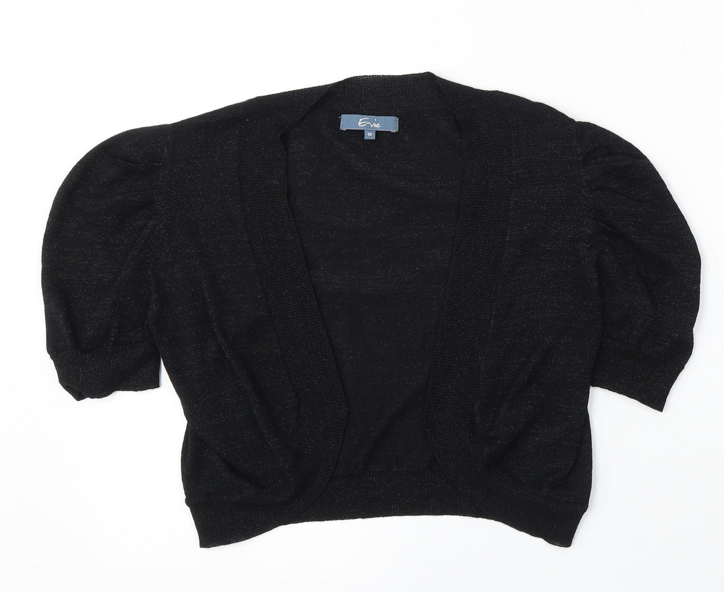 Evie Womens Black V-Neck Cotton Cardigan Jumper Size 12