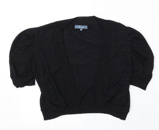 Evie Womens Black V-Neck Cotton Cardigan Jumper Size 12