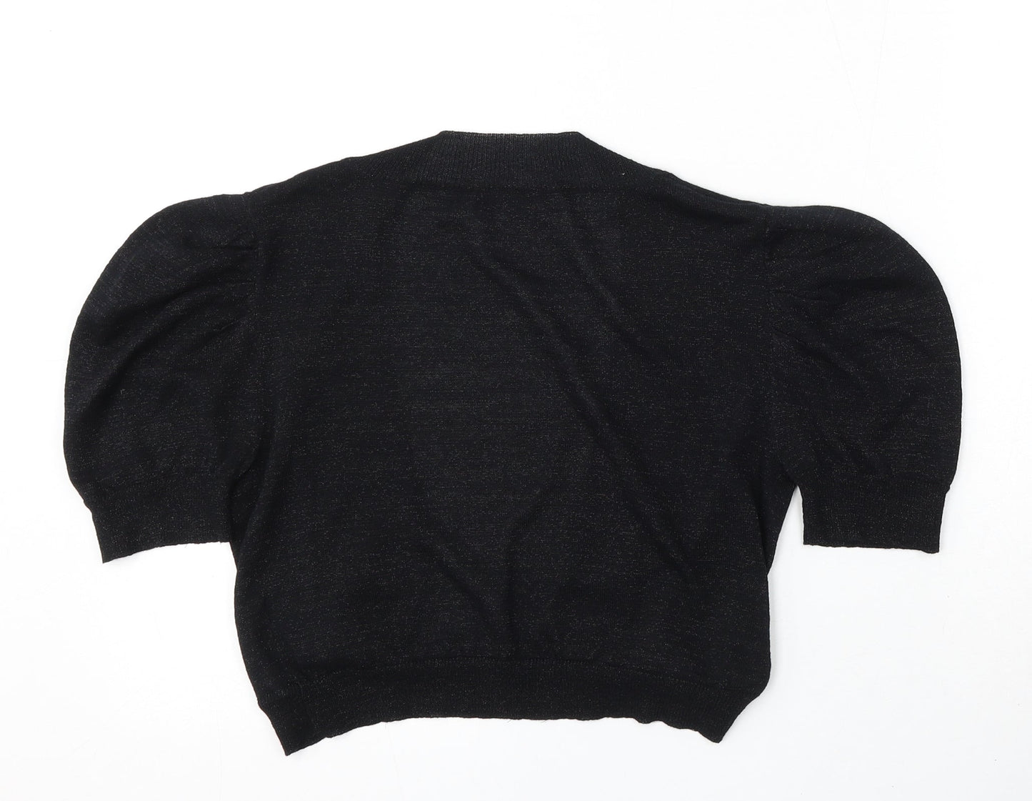 Evie Womens Black V-Neck Cotton Cardigan Jumper Size 12