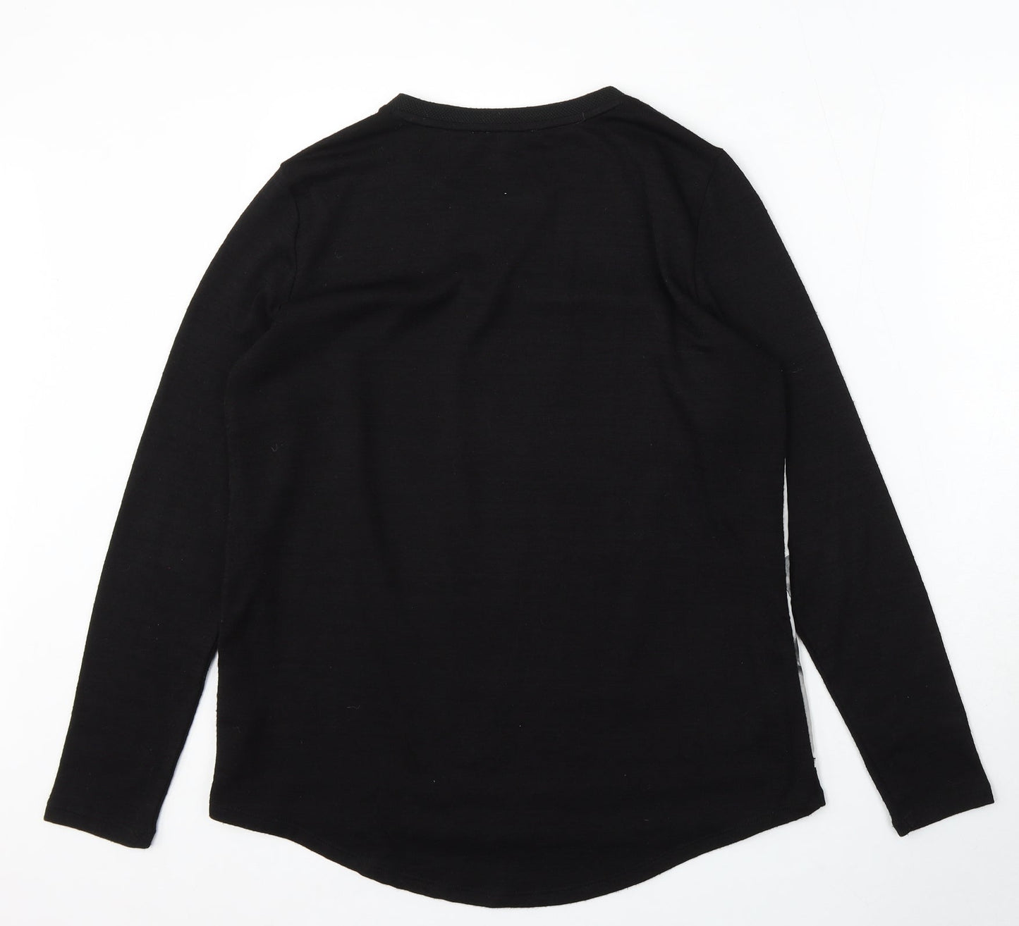 RJR.John Rocha Womens Black Round Neck Floral Viscose Pullover Jumper Size 12 - Floral detail