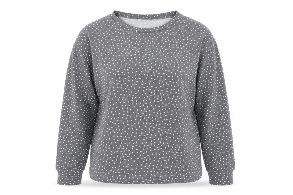 Preworn Womens Grey Round Neck Polka Dot Polyester Pullover Jumper Size 4