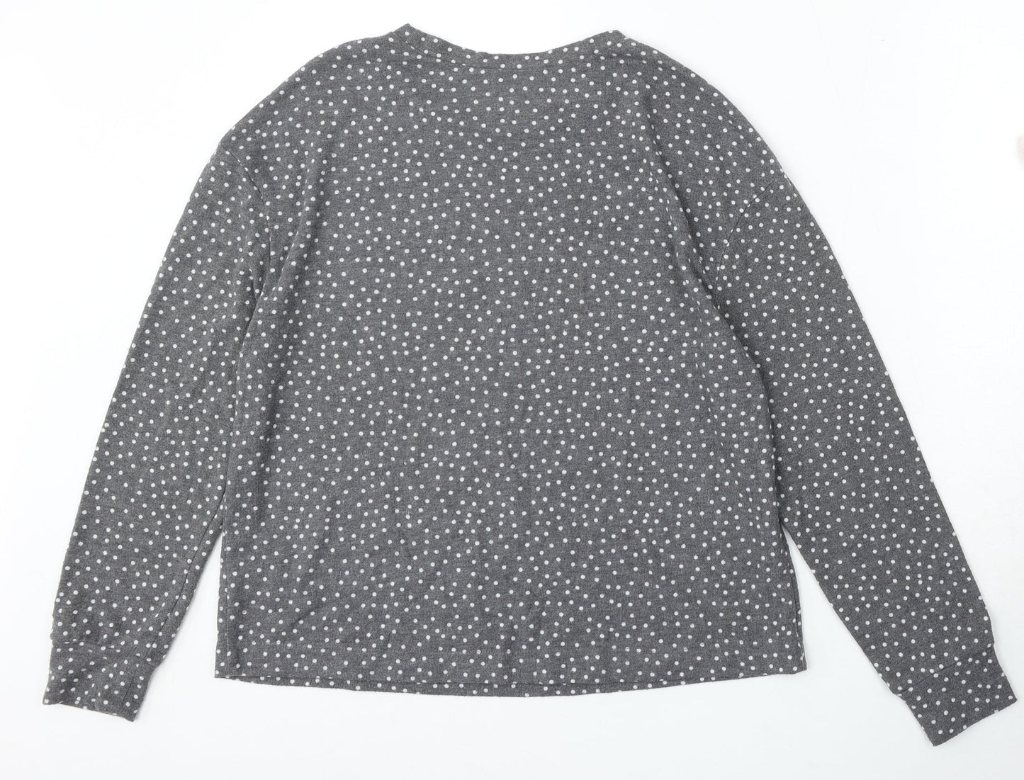 Preworn Womens Grey Round Neck Polka Dot Polyester Pullover Jumper Size 4