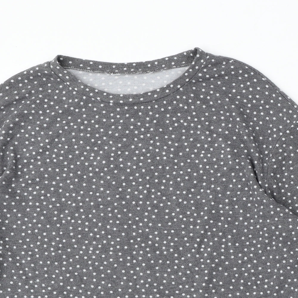 Preworn Womens Grey Round Neck Polka Dot Polyester Pullover Jumper Size 4