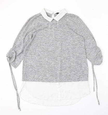 Dorothy Perkins Womens Grey Collared Polyester Pullover Jumper Size 10