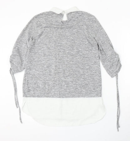 Dorothy Perkins Womens Grey Collared Polyester Pullover Jumper Size 10