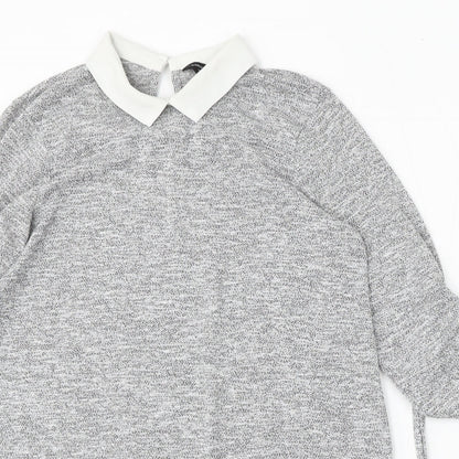 Dorothy Perkins Womens Grey Collared Polyester Pullover Jumper Size 10