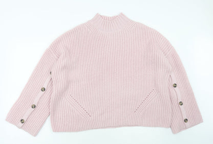Preloved Red Herring Womens Pink High Neck Acrylic Pullover Jumper Size 18 - Front