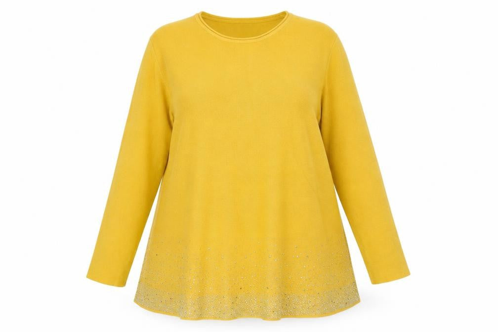 Max Long Womens Yellow Scoop Neck Viscose Pullover Jumper Size XL
