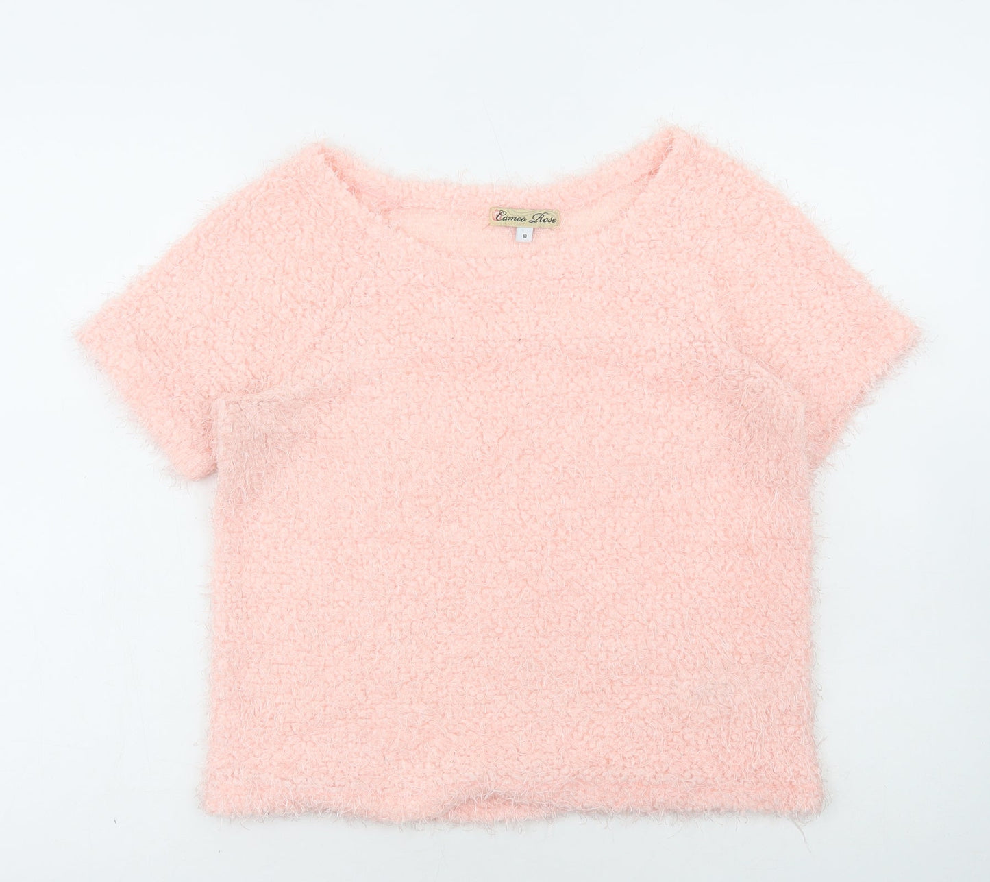 Cameo Rose Womens Pink Round Neck Polyester Pullover Jumper Size 10
