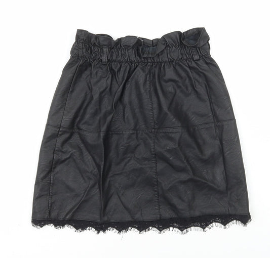 Preworn Womens Black Polyester A-Line Skirt Size M