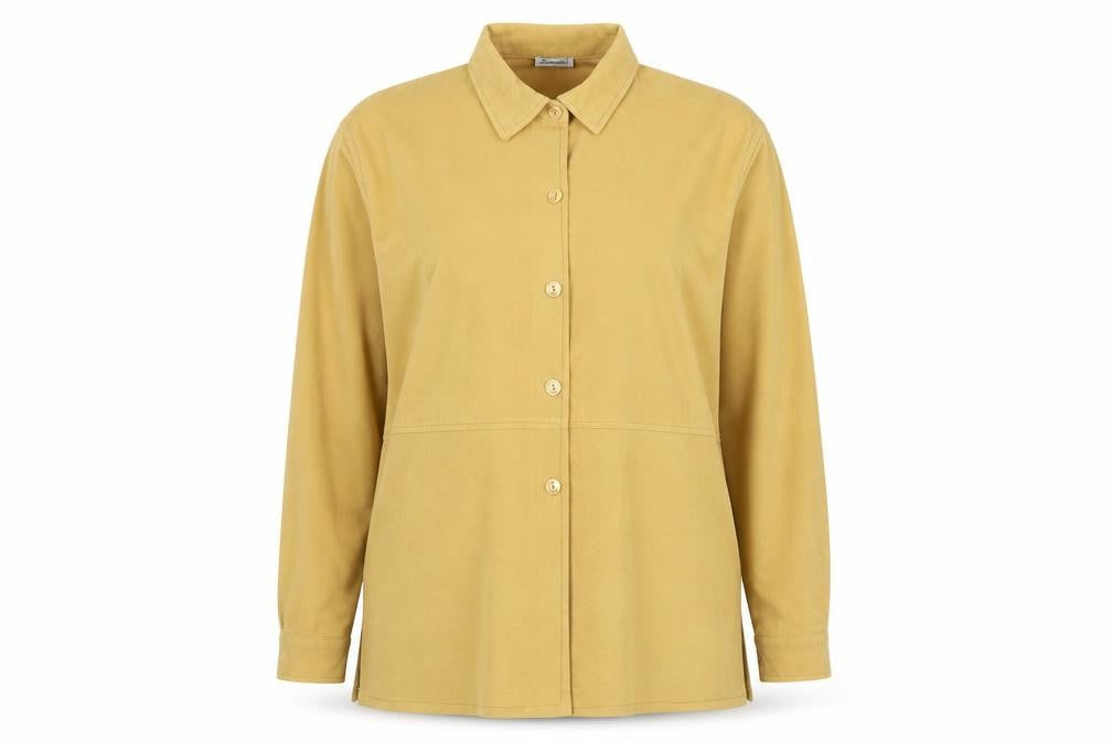Samanta Womens Yellow Polyester Jersey Button-Up Size L Collared