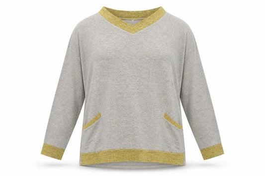 Preworn Womens Grey V-Neck Polyester Pullover Jumper Size 2XL