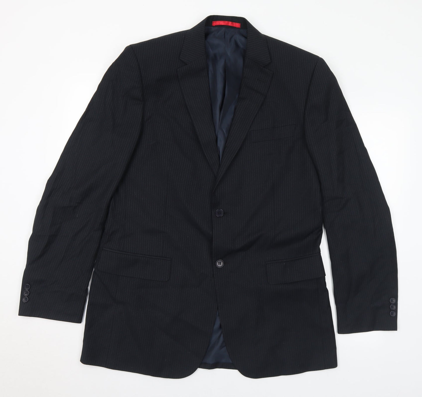 Burton Mens Black Striped Polyester Jacket Suit Jacket Size 40