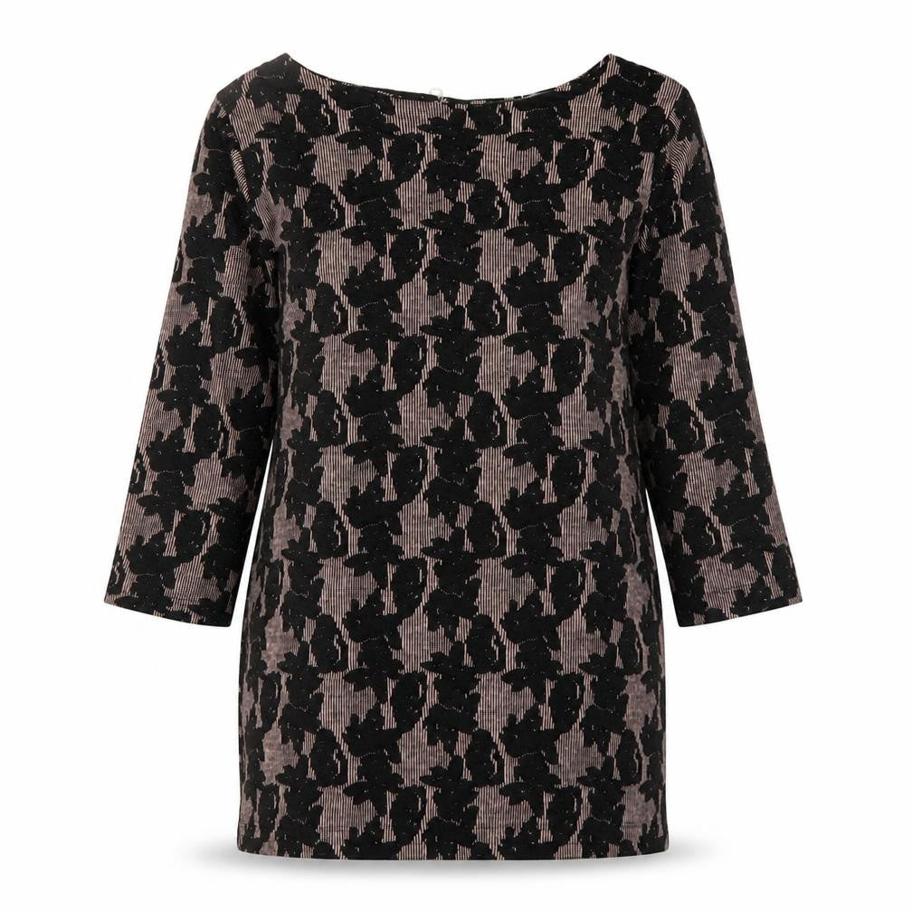 Nutmeg Womens Black Boat Neck Geometric Polyester Tunic Jumper Size 10