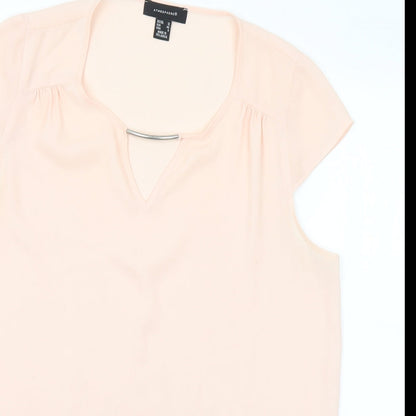 Atmosphere Womens Pink Polyester Basic Blouse Size 12 Round Neck