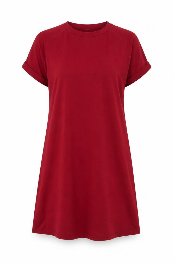SHEIN Womens Red Polyester T-Shirt Dress Size S Crew Neck