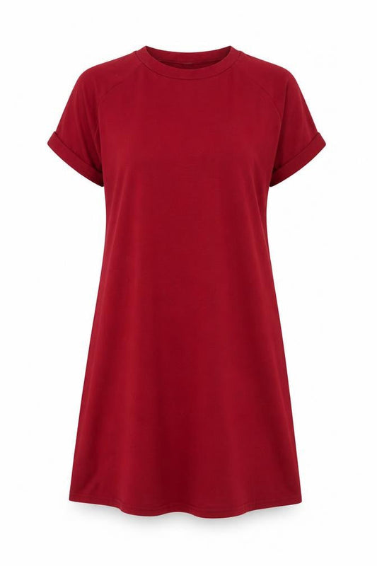 SHEIN Womens Red Polyester T-Shirt Dress Size S Crew Neck