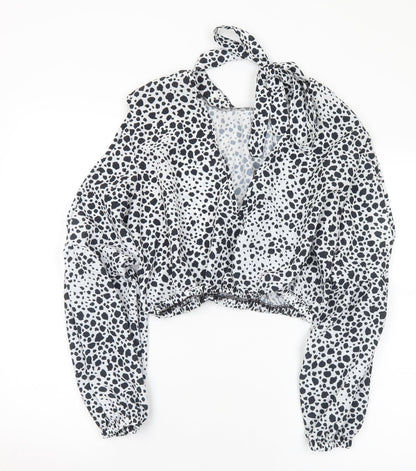 I SAW IT FIRST Womens White Animal Print Polyester Basic Blouse Size 12 Halter