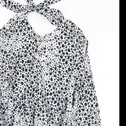 I SAW IT FIRST Womens White Animal Print Polyester Basic Blouse Size 12 Halter