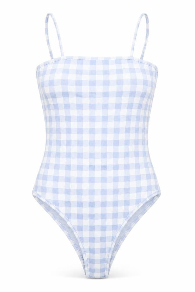 Primark Womens Blue Check Polyester Bodysuit One-Piece Size 6 - 6-8