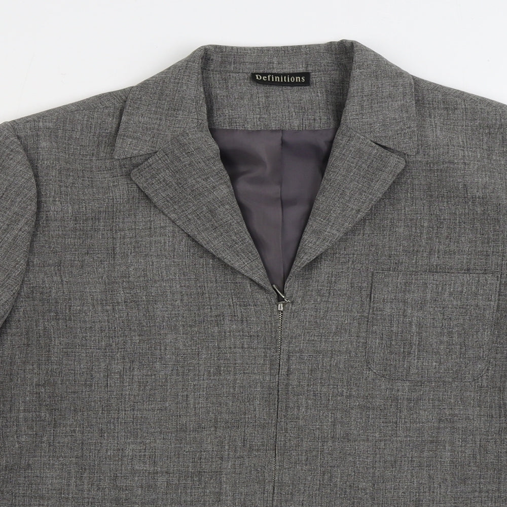 Definitions Womens Grey Jacket Blazer Size 16 Zip