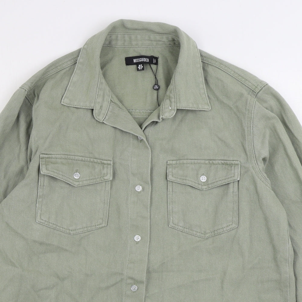 Missguided Womens Green Jacket Size 6 Button