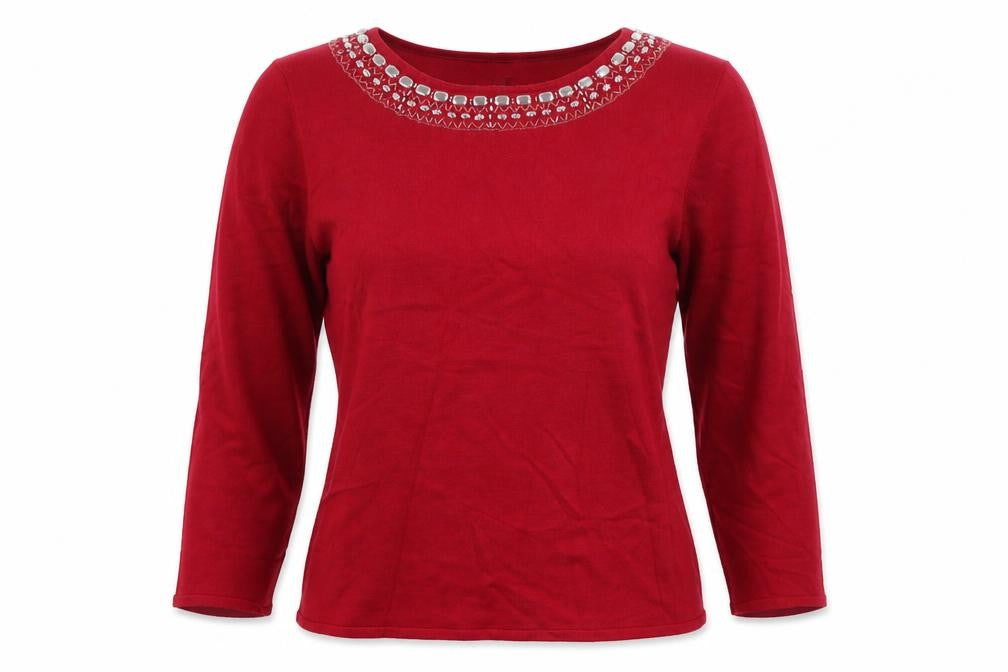 Autonomy Womens Red Boat Neck Viscose Pullover Jumper Size M