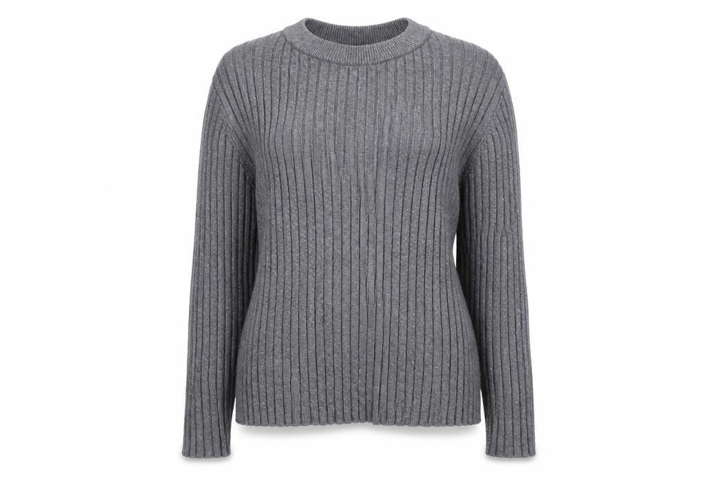 VERO MODA Womens Grey Round Neck Striped Viscose Pullover Jumper Size 12