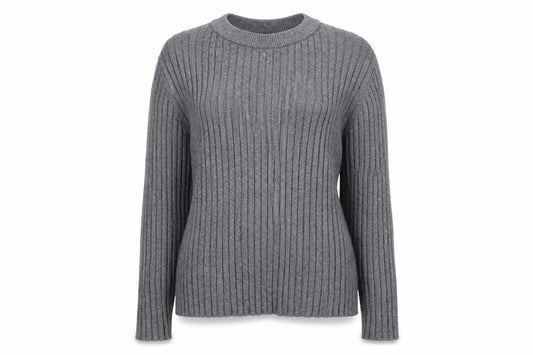 Vero Moda Womens Grey Round Neck Striped Viscose Pullover Jumper Size 12
