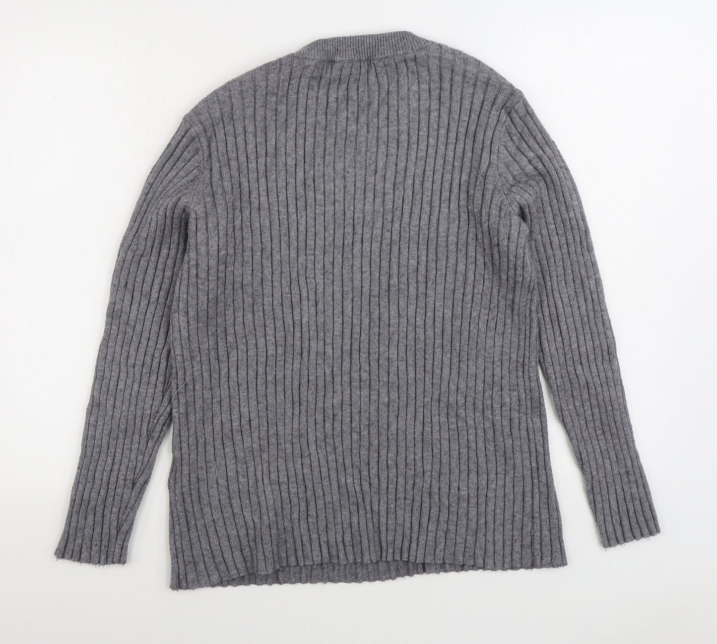 VERO MODA Womens Grey Round Neck Striped Viscose Pullover Jumper Size 12