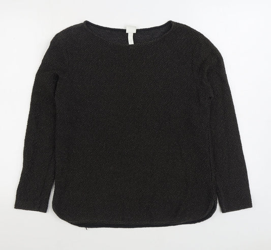 H&M Womens Black Boat Neck Cotton Pullover Jumper Size M