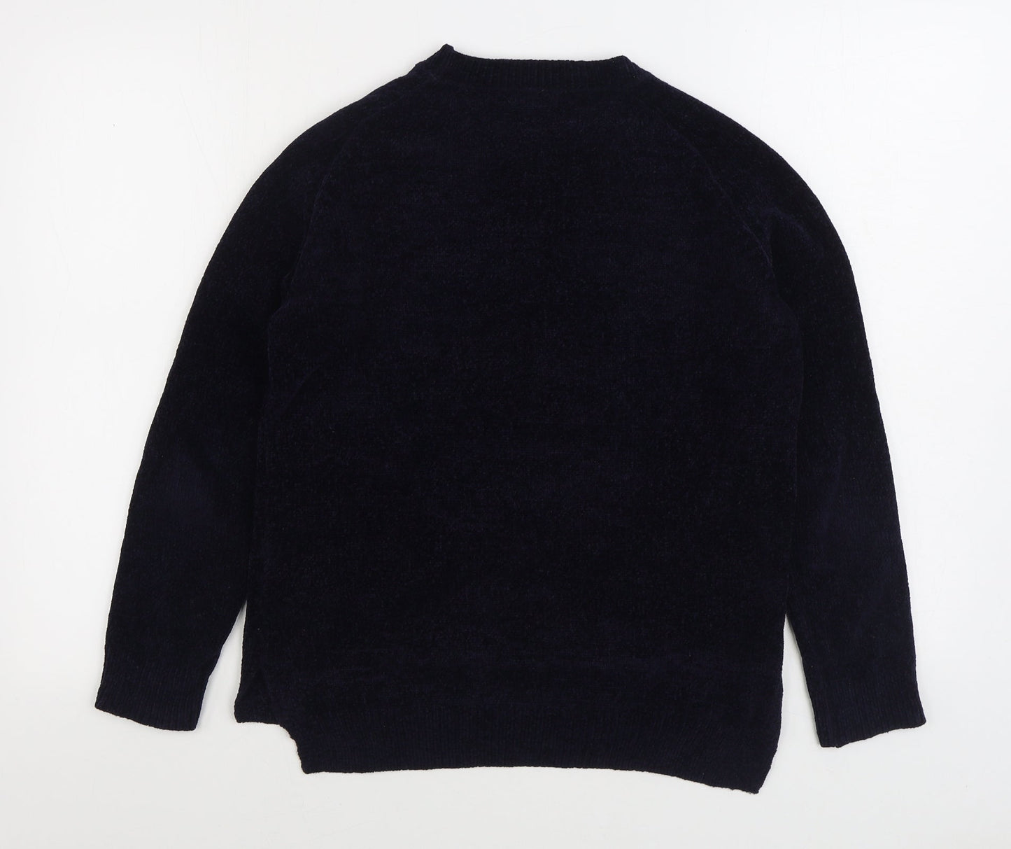 F&F Womens Blue Round Neck Polyester Pullover Jumper Size 8