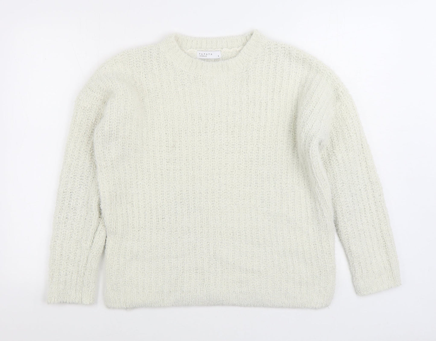 Matalan Womens White Round Neck Polyester Pullover Jumper Size S