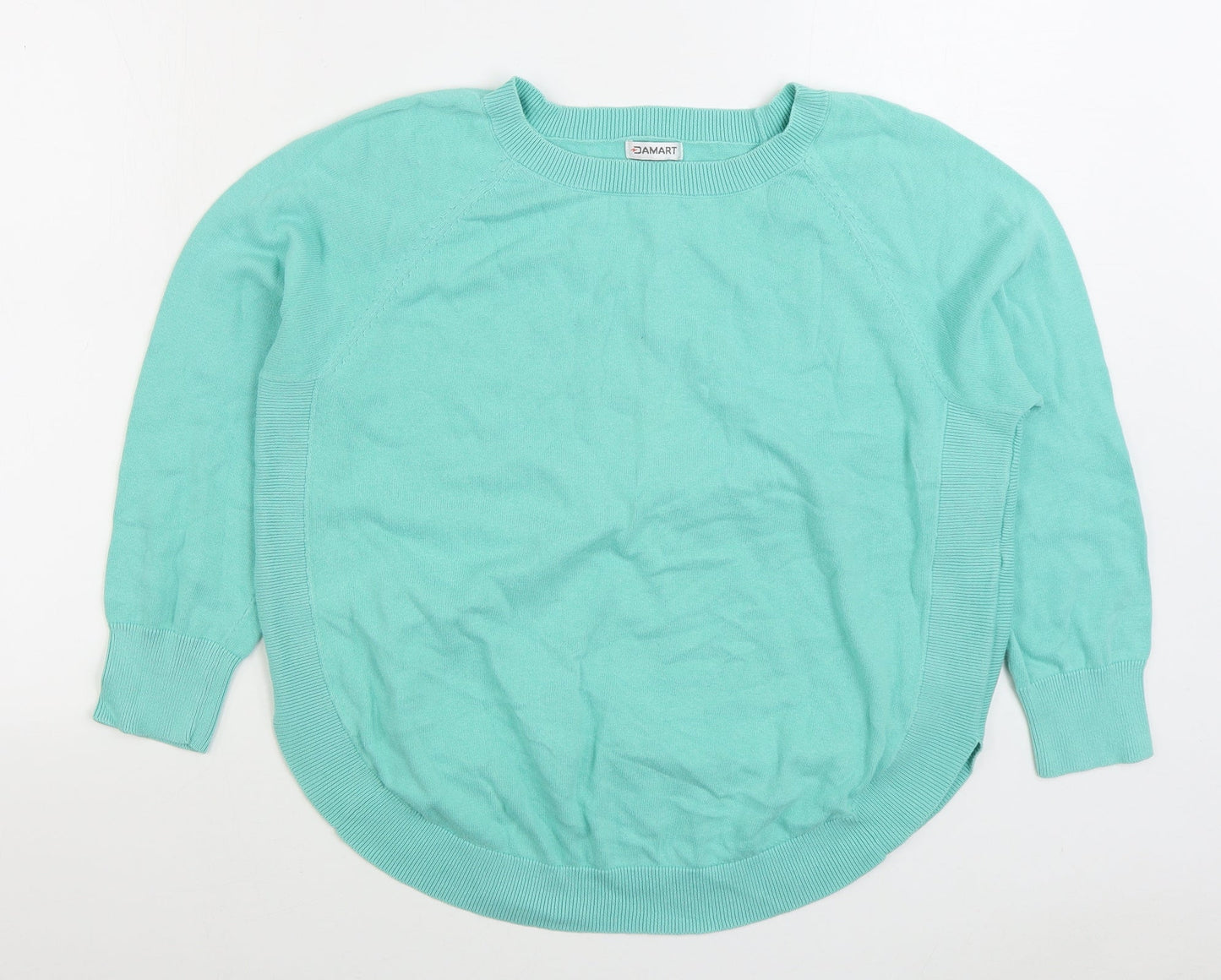 Damart Womens Green Round Neck Cotton Pullover Jumper Size M