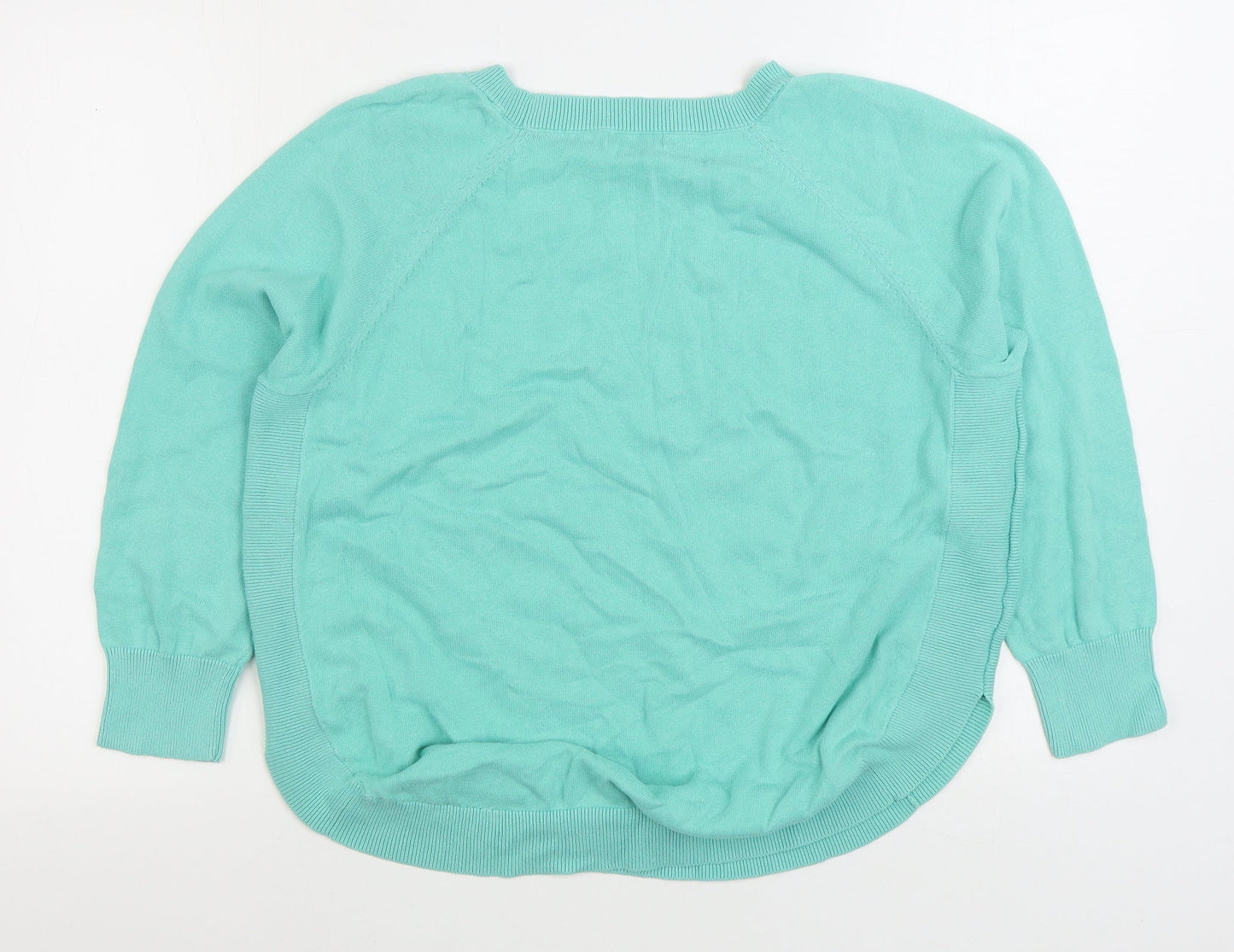 Damart Womens Green Round Neck Cotton Pullover Jumper Size M