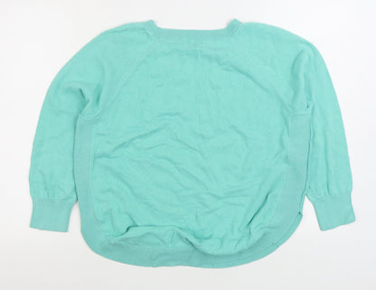 Damart Womens Green Round Neck Cotton Pullover Jumper Size M