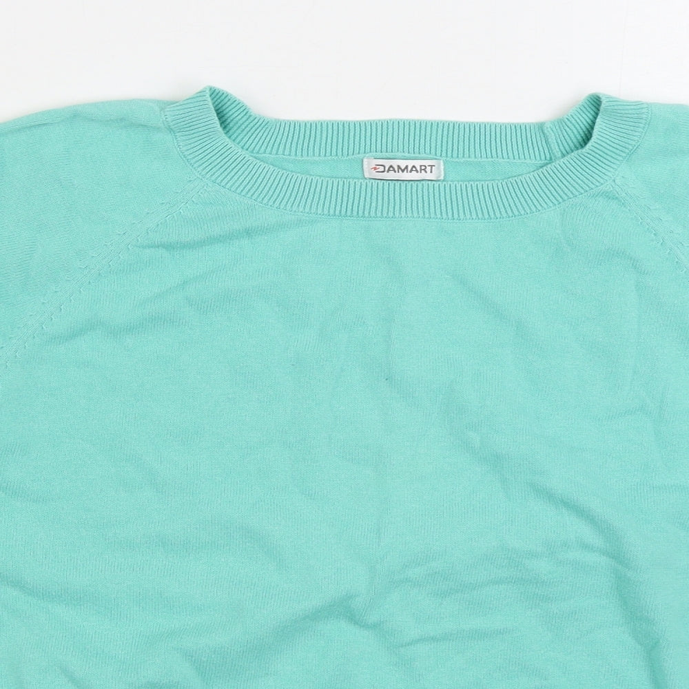 Damart Womens Green Round Neck Cotton Pullover Jumper Size M