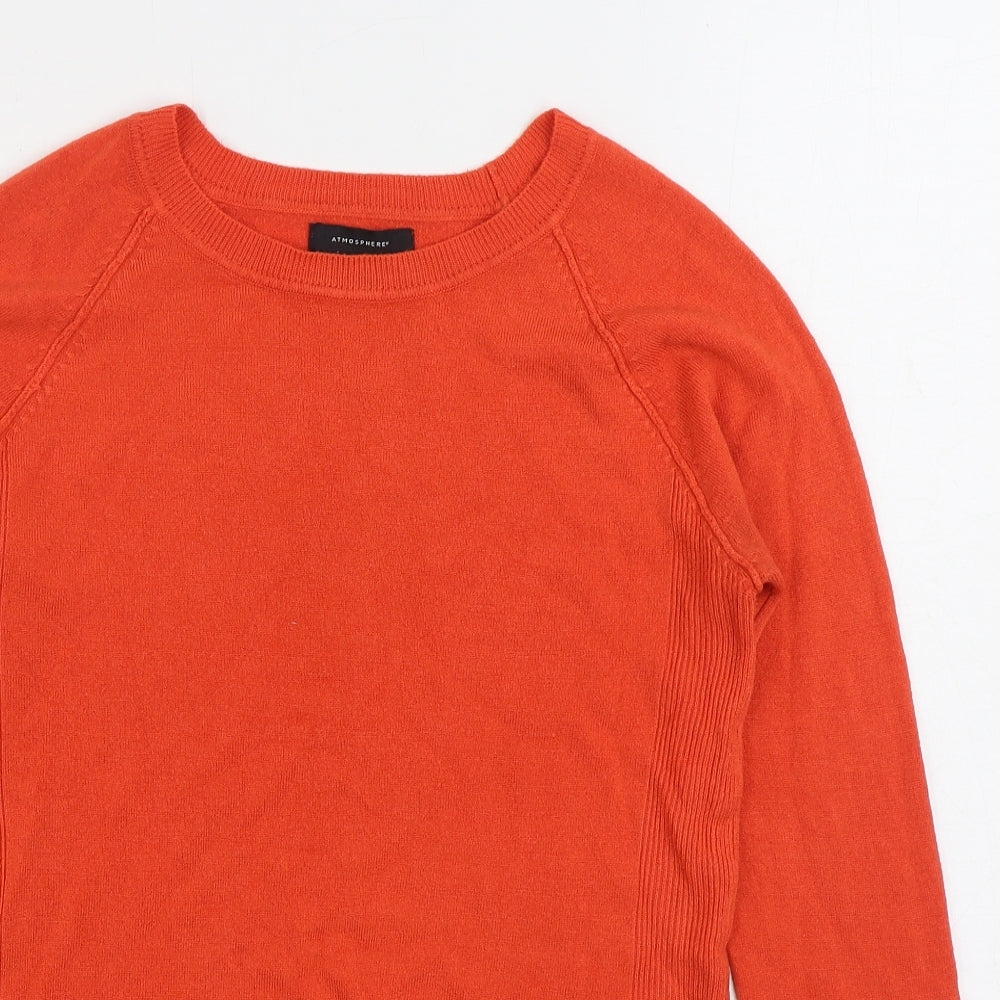 Atmosphere Womens Orange Round Neck Acrylic Pullover Jumper Size 12
