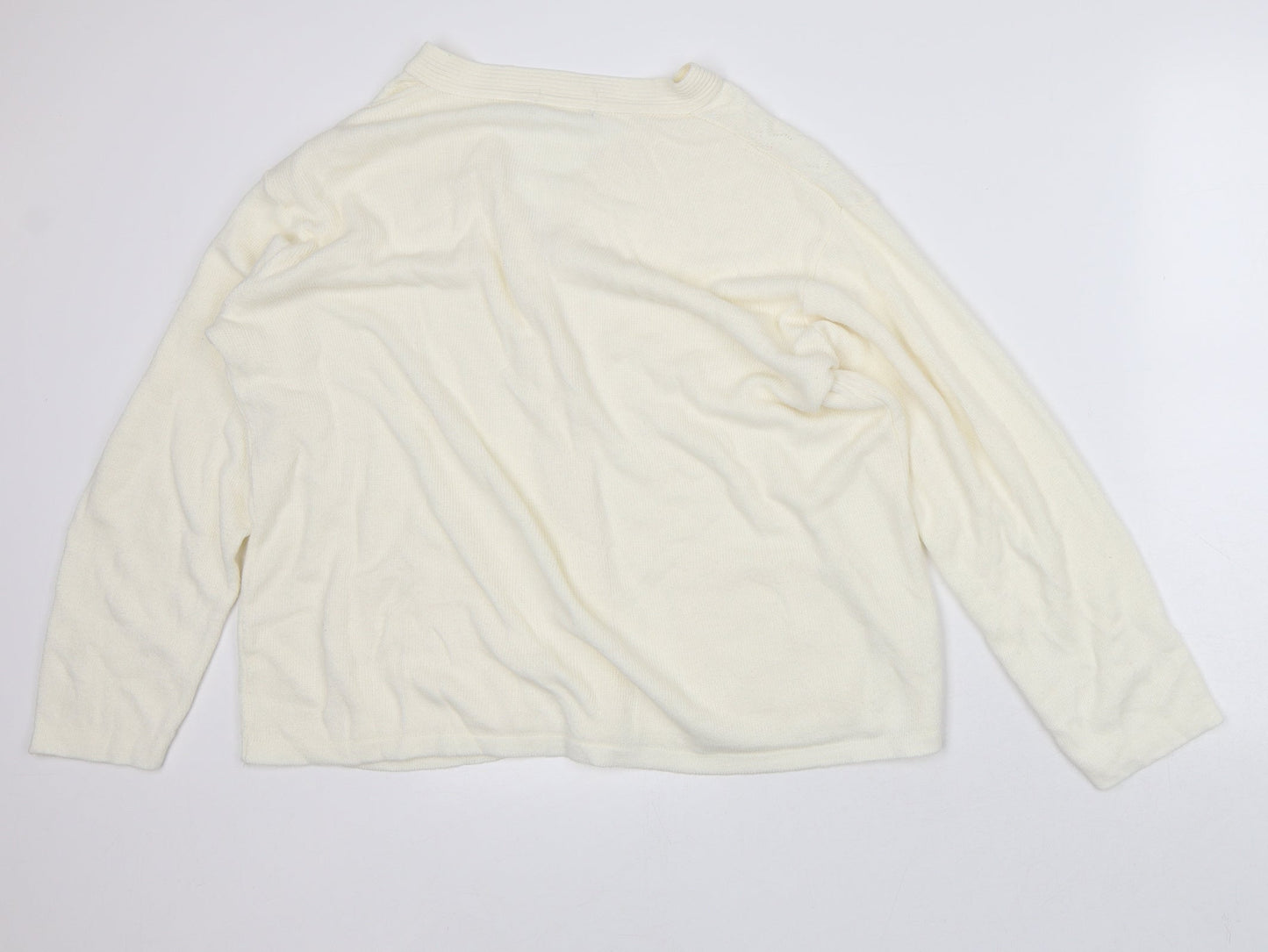 Preworn Womens Beige V-Neck Acrylic Cardigan Jumper Size XL