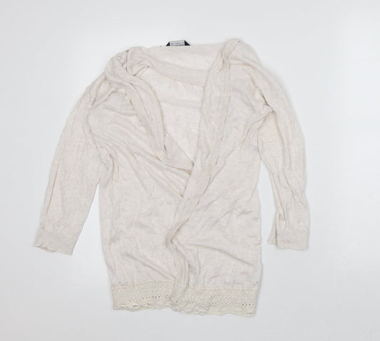 Dorothy Perkins Womens White Round Neck Cotton Cardigan Jumper Size 12