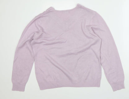 Damart Womens Pink V-Neck Acrylic Pullover Jumper Size 14