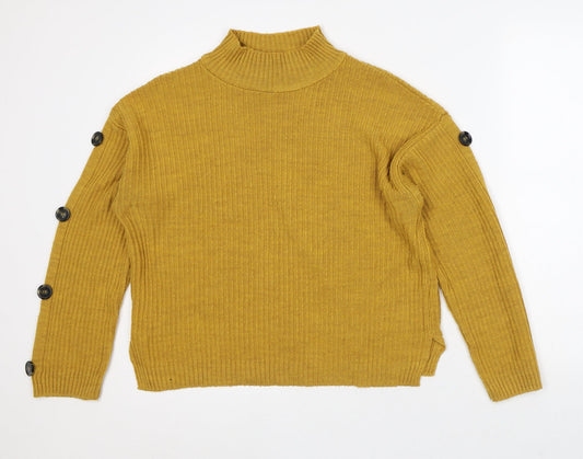 Primark Womens Gold High Neck Acrylic Pullover Jumper Size L