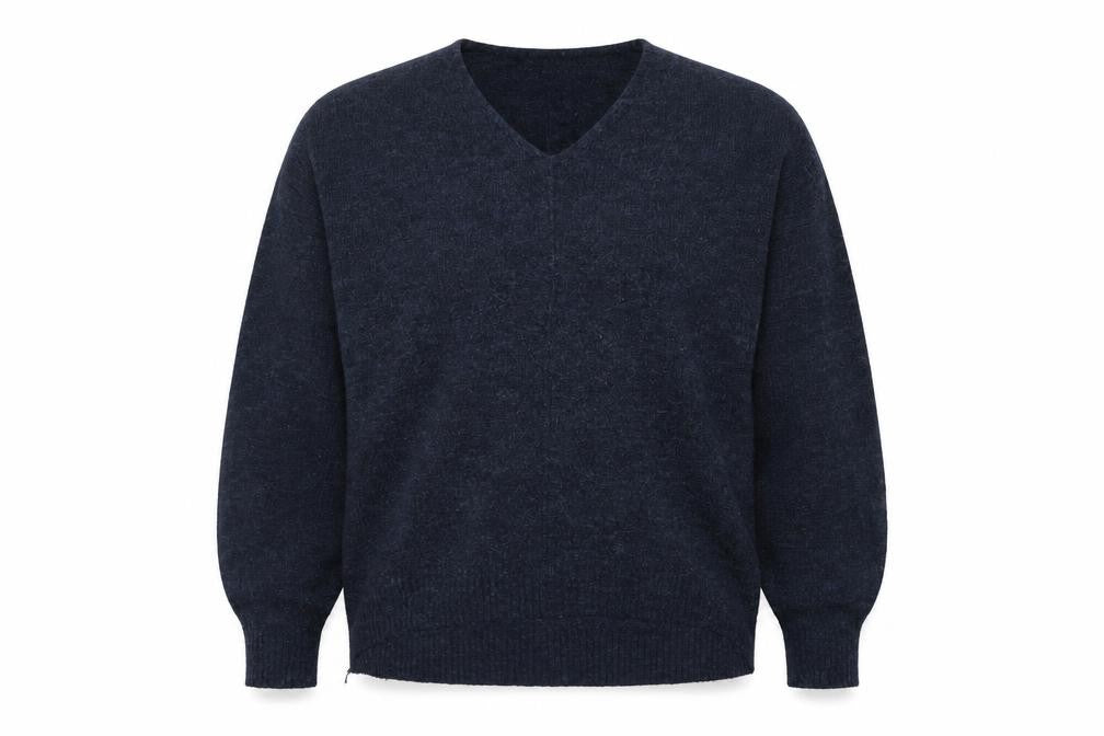 H&M Mens Blue V-Neck Acrylic Pullover Jumper Size S