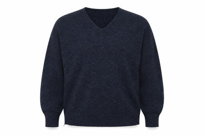 H&M Mens Blue V-Neck Acrylic Pullover Jumper Size S